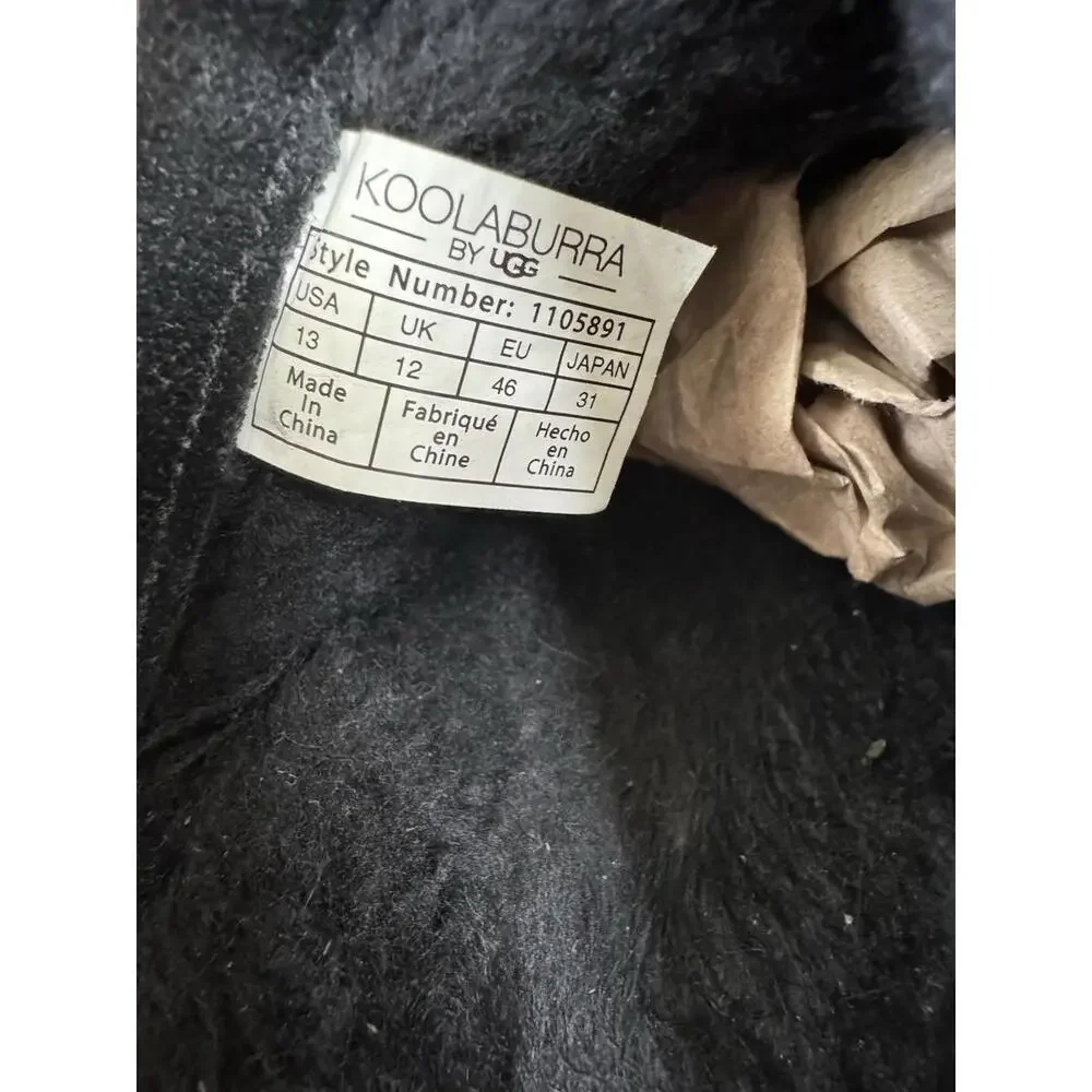 Koolaburra by UGG Men’s Slippers Bordon Black Suede‎ Shearling Lined Sz 13 Comfy